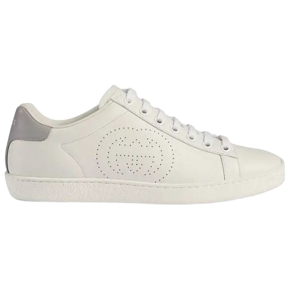 Gucci NIB Ace Interlocking G Sneakers in White Leather Size 39.5